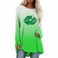 thumbnail image 1 of Womens St. Patricks Day Printed Oversize T Shirt  Neck Long Sleeve Pullover Summer Gift, 1 of 4