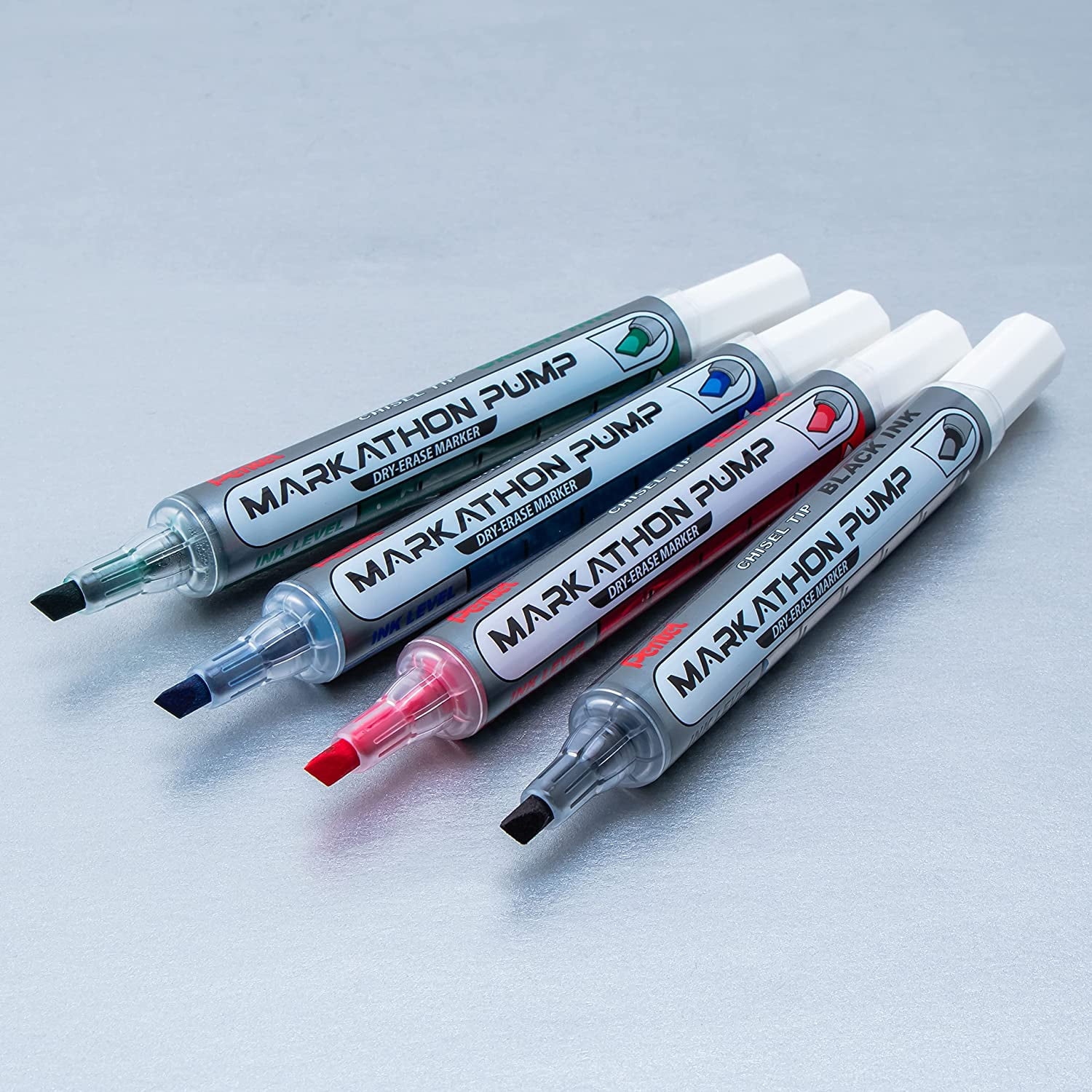 Pentel Markathon Pump Chisel Tip Dry Erase Marker 4/Pkg