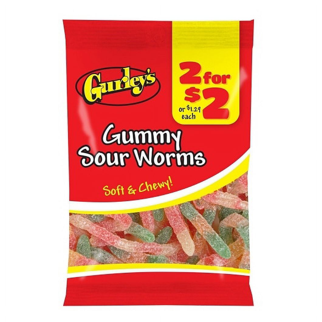 Gurley's Gummi Briteworms, Neon-Colored, Tangy Gummy Worms (Pack