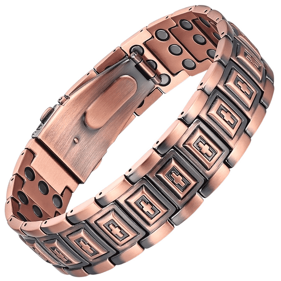 Wollet Cross Copper Magnetic Bracelet for Men, 3X Copper Jewelry Gift