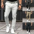 thumbnail image 3 of CENL Mens Slim FIT Stretch Chino Trousers Casual Flat Front Flex Classic Full Pants, 3 of 9