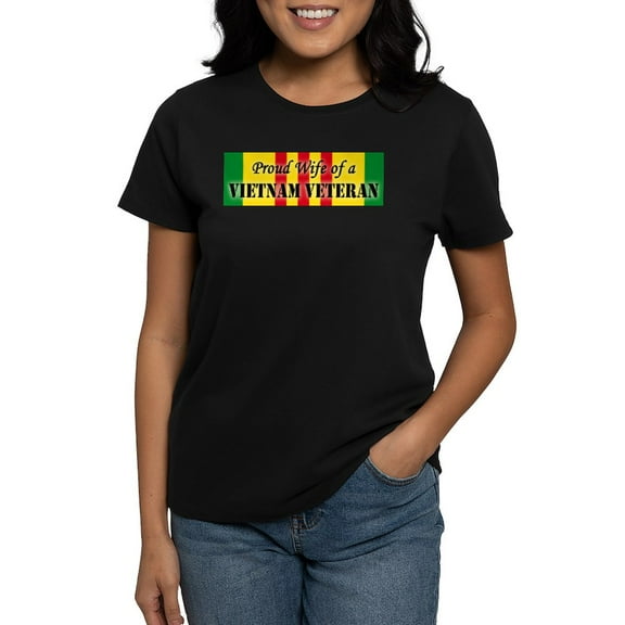 CafePress - Vietnam Vet Wife Women's Dark T Shirt - Women's Traditional Fit Dark T-Shirt