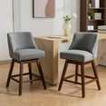 thumbnail image 4 of Modern Swivel Bar Stools Set of 6, Grey Counter Height Bar Stools with Back for Kitchen Island, Fabric Upholstered Island Chairs with Wood Legs, Barstool Chairs, Sillas para Barra de Cocina, 4 of 11