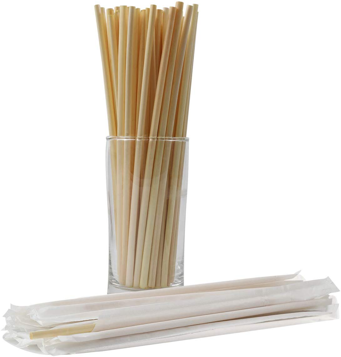 50Pcs Individually Wrapped Wheat Drinking Straws 7.8 inches long