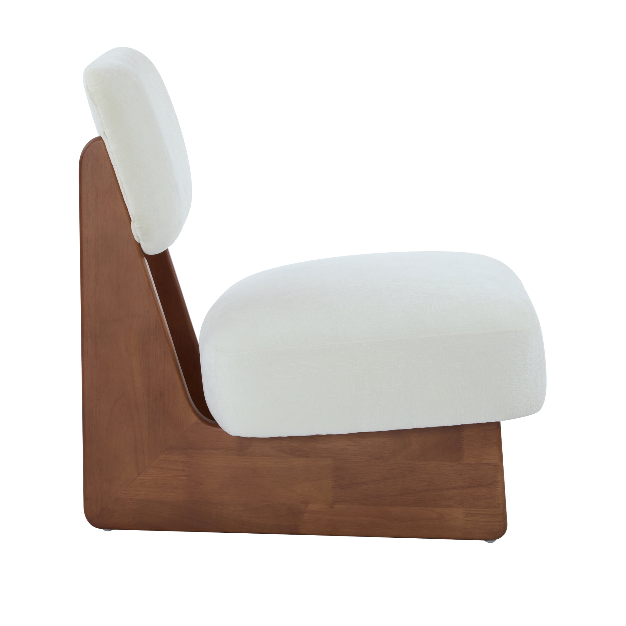 Leumius Set of 2 Modern Lounge Chair with Polyester Upholstery, Sturdy Wood Base With Walnut Finish, Minimalist and Stylish Accent Seating for Living Room Bedroom Office Beige+Walnut