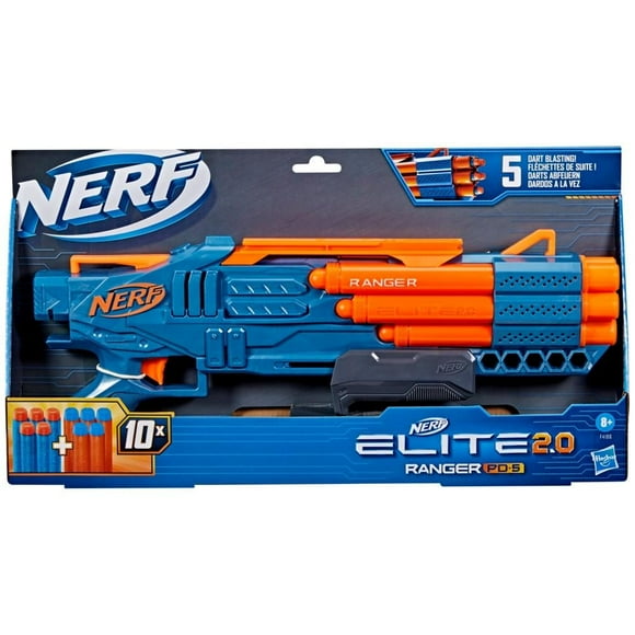 Lanzador Hasbro Nerf Elite 2.0 Ranger PD-5 Incluye 5 Cañones y 10 Dardos Nerf Elite