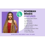 (2 pack) Darling Pre-Stretched Bohemian Wave Braid Hair 3X Pack, 52 inch, #1B, Adult, Women
