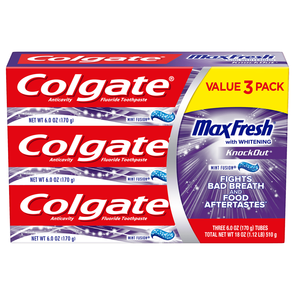 Colgate MaxFresh KnockOut Whitening Toothpaste with Mini Breath Strips