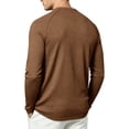thumbnail image 4 of Mens Waffle Knit Henley Shirt Long Sleeve Casual Loose Fit Pullover Top for Fall Winter Out Workwear Comfortable Stretch Light Brown L, 4 of 8