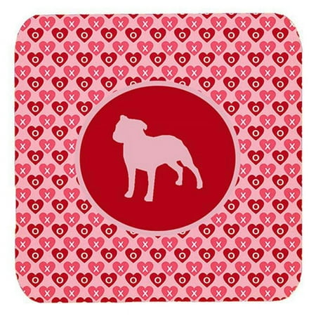 

Staffordshire Bull Terrier Valentine Hearts Foam Coasters - Set 4 3.5 x 3.5 In.