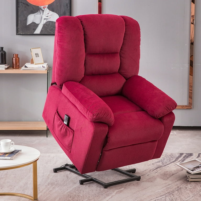 Red leather store electric recliner sofa