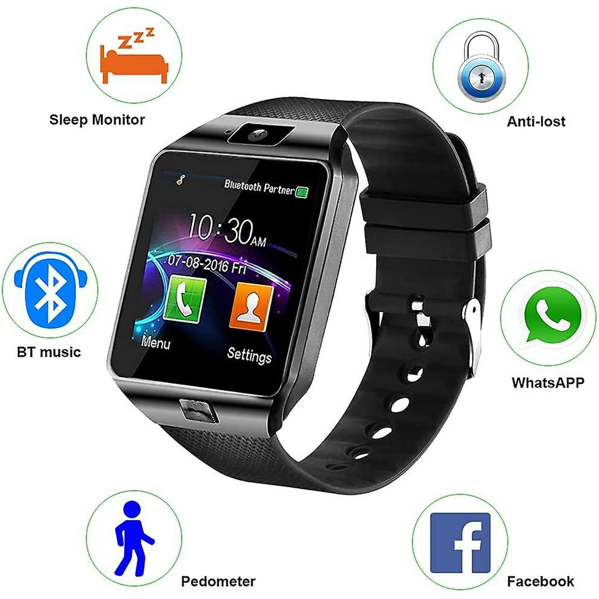 Bluetooth smartwatch with camera and pedometer sales