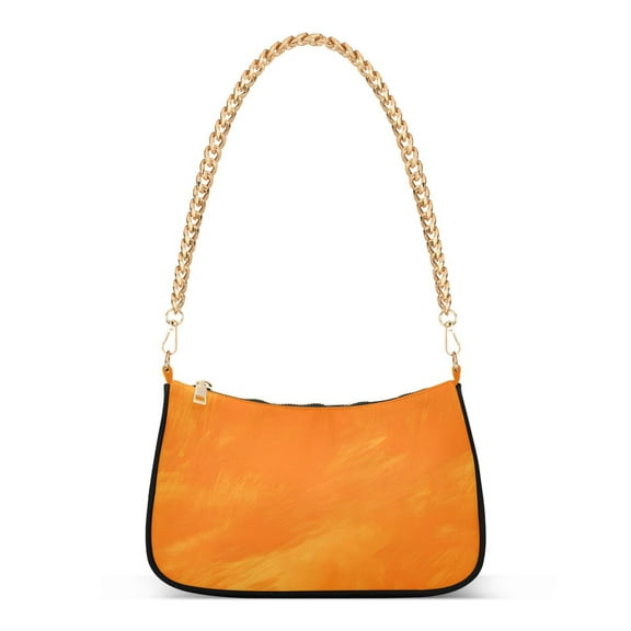 Ryvnso Orange Oil Pattern Womens Chain Shoulder Bag Tote Handbags Clutch Hobo Purse with Zipper for Travel