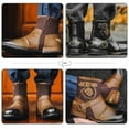 thumbnail image 2 of Men's Motorcycle Boots - Ankle Biker Boots with Zipper, Waterproof Leather Riding Boots, Casual Non-Slip Work Boots | Botas Moto Hombre Impermeables de Cuero con Cremallera, 2 of 9