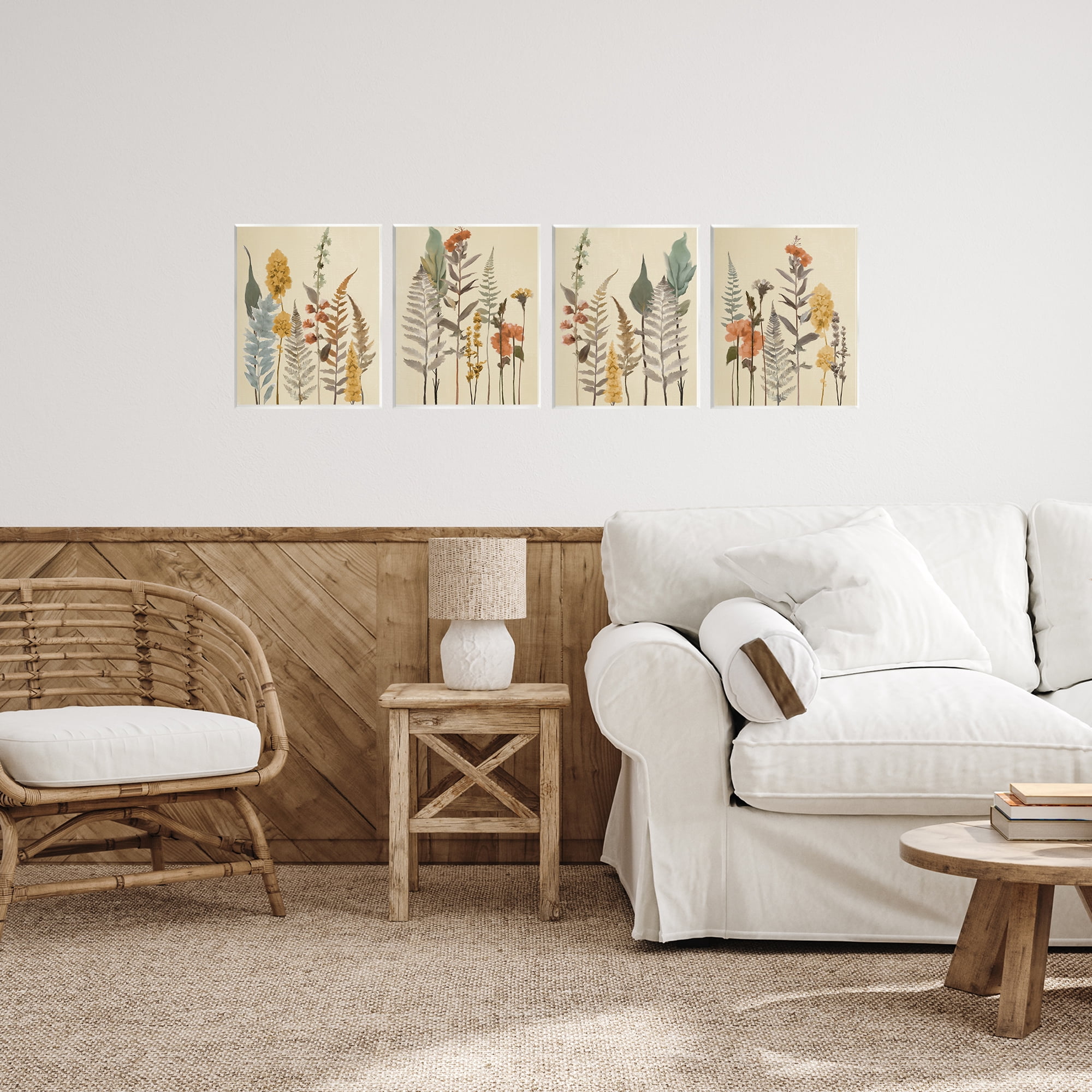 Stupell Industries Wispy Earthy Botanicals 4 Piece Wall Plaque Art Set, design by Elizabeth Medley
