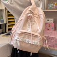 thumbnail image 3 of Large Capacity Backpack with Bow Pendant, Multi-Pockets Lace Zipper Closure School Bag for Outdoor Travel Trip (Pink), 3 of 8