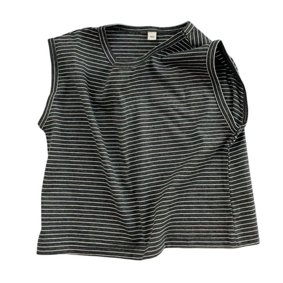 Gbsyewxs Shirts For Boys Sleeveless Crew Neck Striped Loose Summer Toddler Boys Girls Tees Grey Size 4-5 Years