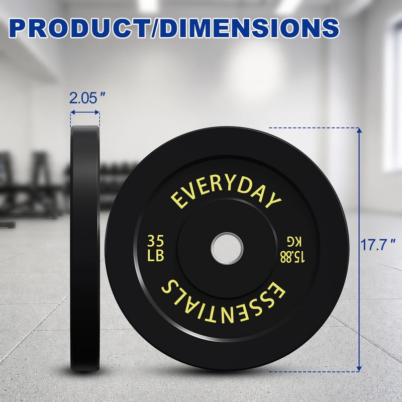 Sprint Demon Olympic Bumper Plates, 2-Inch Solid Rubber Weight Plates for Home Gym and Strength Training, 35 LB Pair, Black