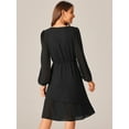 thumbnail image 4 of DARING DIVA Long Sleeve V Neck Dress High Waist Layered Dress L Black, 4 of 6