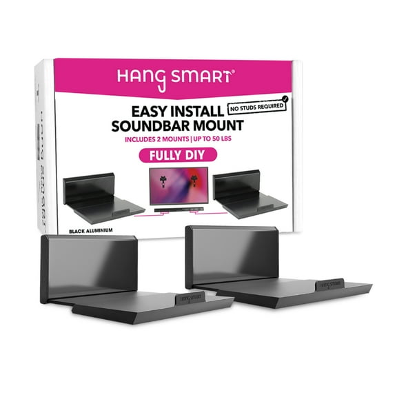 HangSmart NO STUD DIY Soundbar Mount Shelf (extendable up to 5", works with most soundbars up to 16" and up!)