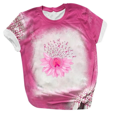 

Workout Tops for Women Going Out Tops for Women Fashion Women s Crew Neck Short Sleeve Breast Awareness Print Casual T-shirt Blouse Western Shirts for Women Workout Shirts for Women Pink XL