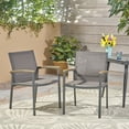 thumbnail image 2 of Swarthmore Outdoor Aluminum Dining Chairs, Set of 2, Natural and Gray Mesh, 2 of 5