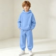 thumbnail image 5 of BRGZLK Girls Sweatsuit Sets Fall Clothes 2026 Casual Comfort Solid Color Long Sleeve Hooded Pollover Sweatshirt and Wide Leg Sweatpants Tracksuit Teen Trendy Clothes Light Blue 4-5 Years, 5 of 8