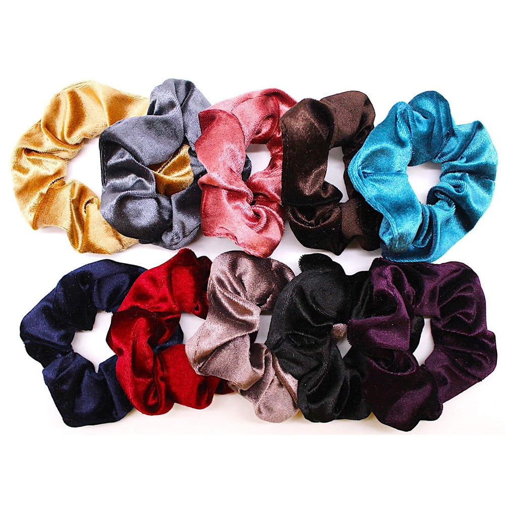 10Pcs Soild Color Velvet Scrunchy Hair Tie Elegant Scrunchies Hair Accessories