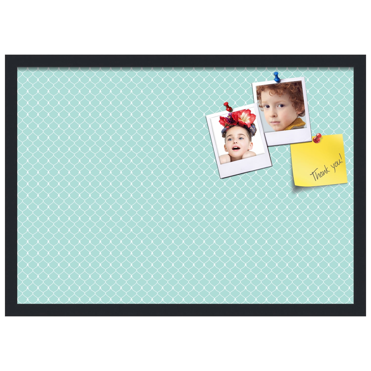 PinPix 27x19 Custom Cork Bulletin Board Blue Chain Poster Board Has a Fabric Style Canvas Finish, Framed in Blue Chain, by ArtToFrames (PinPix-571)