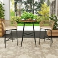 thumbnail image 5 of Costway 3 PCS Rope Woven Patio Bar Set with Soft Cushions and Acacia Wood Tabletop, 5 of 10