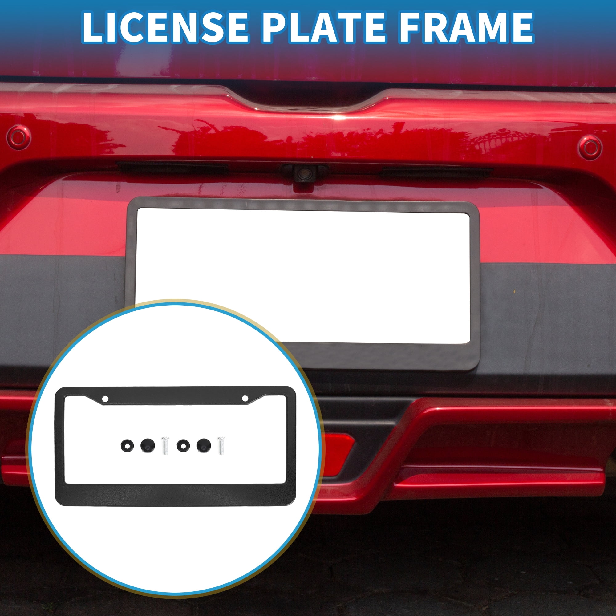 Unique Bargains Durable Aluminum Alloy License Plate Holder Black