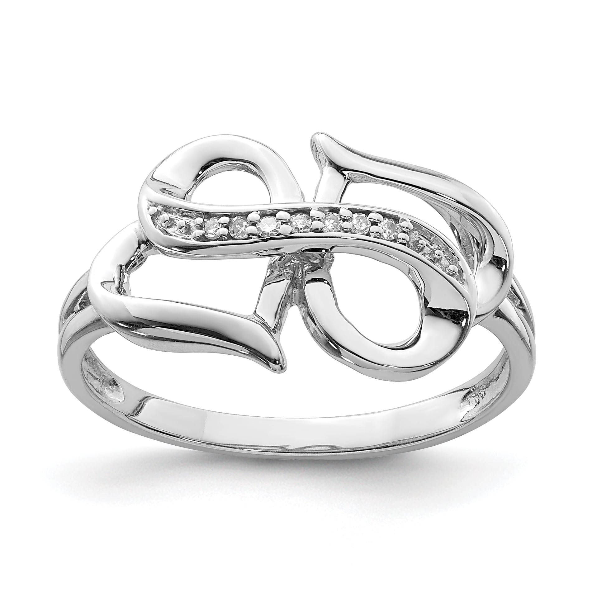 IceCarats 925 Sterling Silver Diamond Infinity Symbol Heart Band Ring