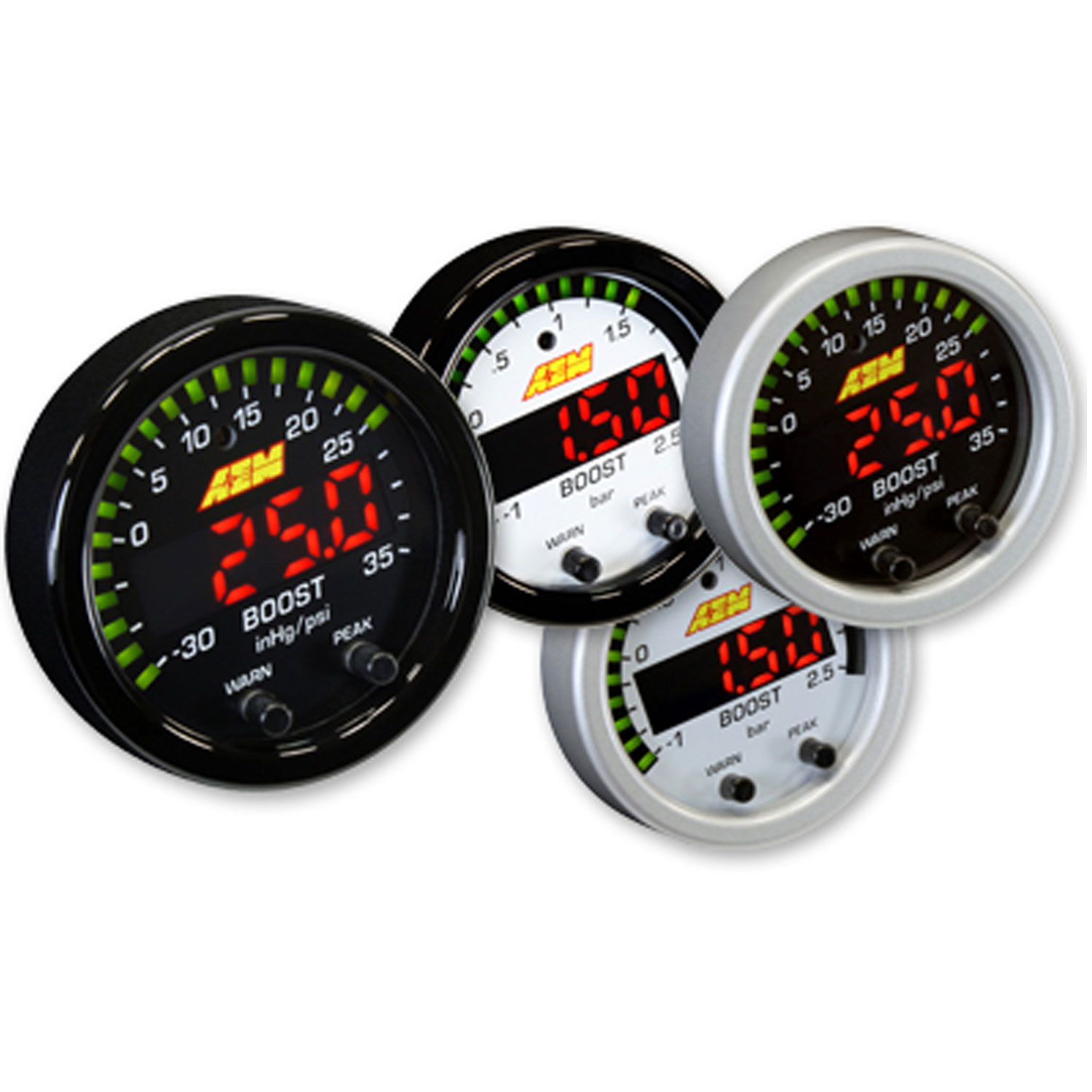 AEM 300306 XSERIES TURBO BOOST PRESSURE DISPLAY GAUGE 35PSI + WHITE