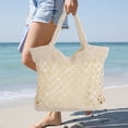thumbnail image 3 of Miangastore Portable Beach Bag Cotton Thread Hand Crocheted Bag Handmade Shoulder Bag Large Capacity Messenger Bag 1 Set Beige, 3 of 9