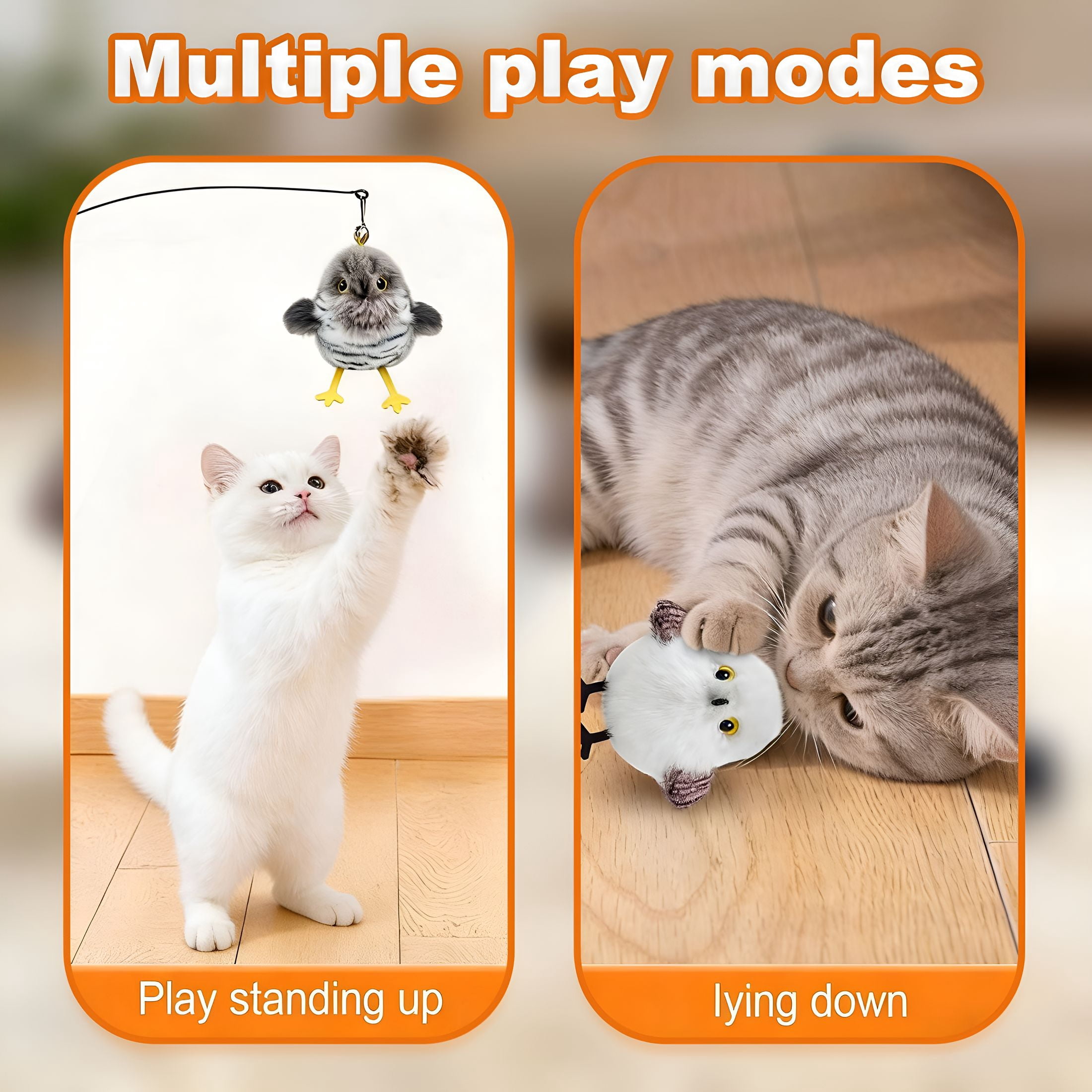 BESTSKY 2026 New Flapping Bird Cat Toy, Upgraded Interactive Flying Chirping Bird Toys, Rechargeable Cat Toy with Touch Activated for Indoor Cats (White-Breasted Tit,1Pc)