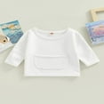 thumbnail image 2 of Chandail en Molleton à Col Rond pour Bébé Garçon Fille avec Poche, Couleur Unie, Manches Longues, Hauts Décontractés, Rouge Brunâtre 1-2 Ans, 2 of 8
