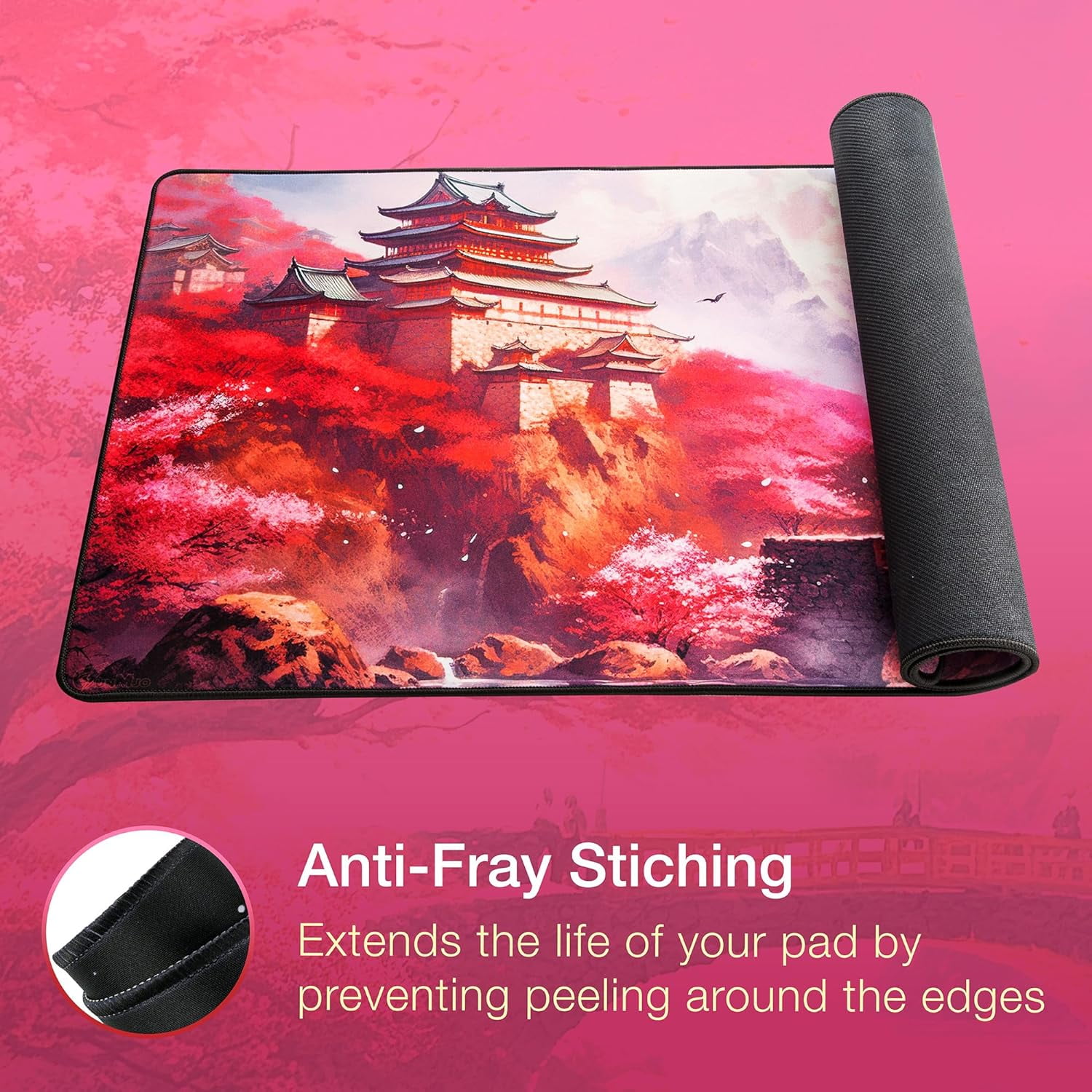 Cherry Blossom Extended Gaming Mouse Pad, Ultra-Smooth Surface for Pixel-Precise Mouse Control, Durable Anti-Fray Stitching, Non-Slip Rubber Base, for Gamer, Office & Home, Light & Portable