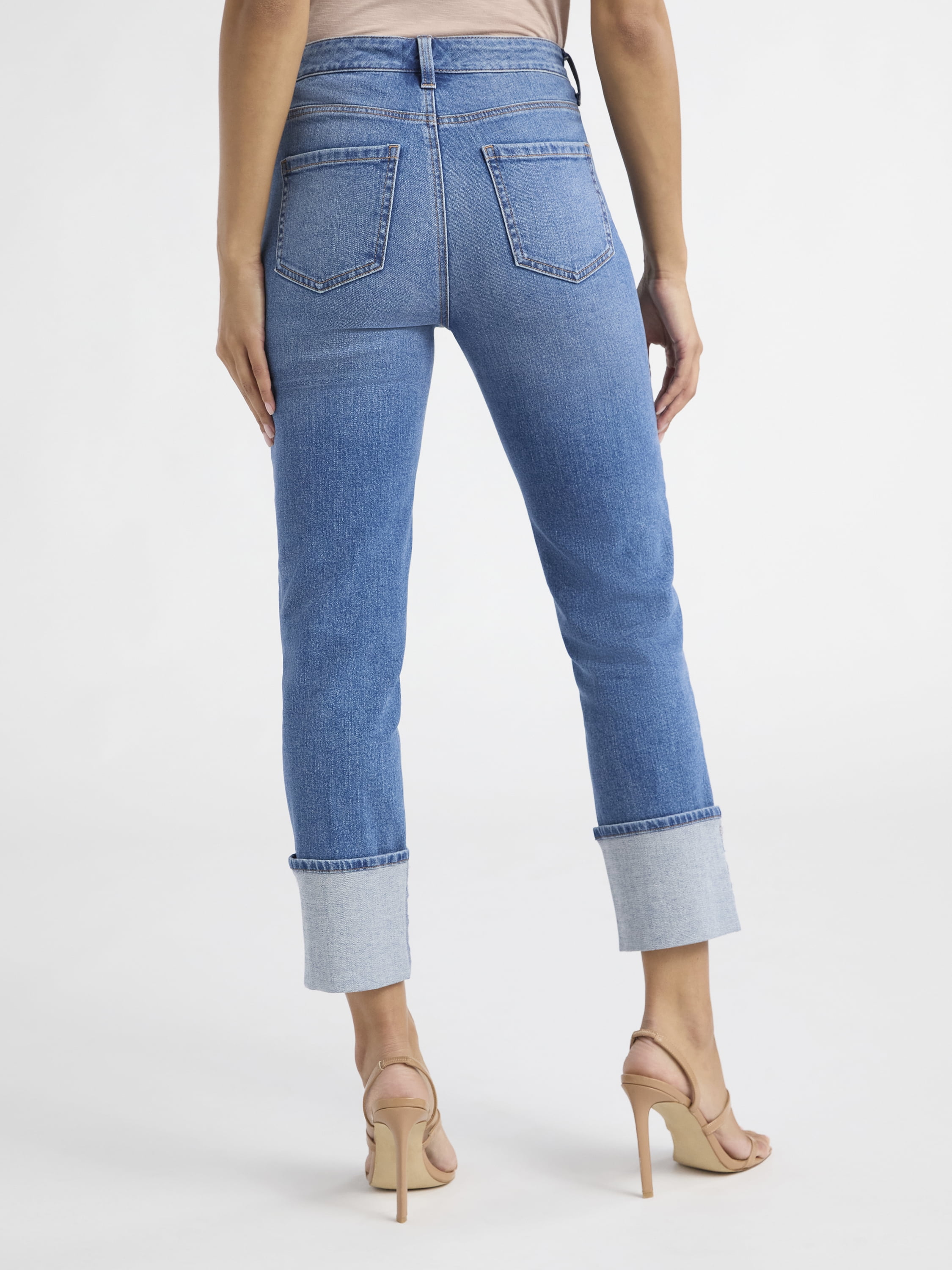 Sofia Jeans Women's Slim Cuffed Denim Mid Rise Jeans, 27" Inseam, Size 0-20