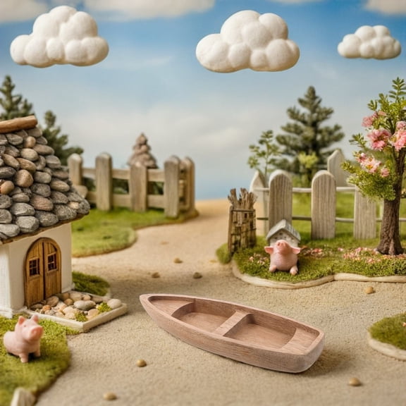 PTOOTP Handcarved Assorted Color Wooden Boat Model for Desk and Shelf Decor