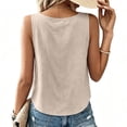 thumbnail image 3 of Womens Scoop Neck Cotton Linen Tank Tops Button Down Sleeveless Shirts Vest Top Summer Casual Beach Vacation Shirt XL, 3 of 7