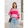 thumbnail image 6 of NAYTOAO Women's Color Block Striped Bubble Textured Crew Neck Lantern Sleeve Sweater, 6 of 7