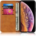 thumbnail image 3 of for iPhone Xs Wallet Case,Premium PU Leather Flip Folio Case with Card Slot, Stand Holder and Magnetic Closure [TPU Shockproof Interior Protective Case] for iPhone Xs,Khaki+Brown, 3 of 7