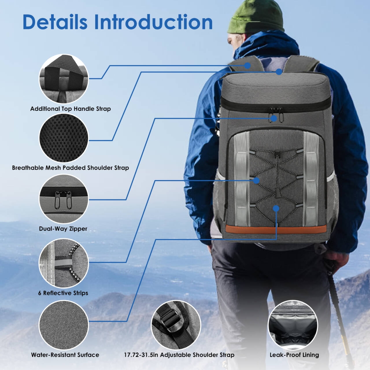 Cooler Backpack 36 Can, Leakproof Insulated Cooler Backpack with 25L/6.6Gal for Picnic Camping Beach Hiking Fishing Travel