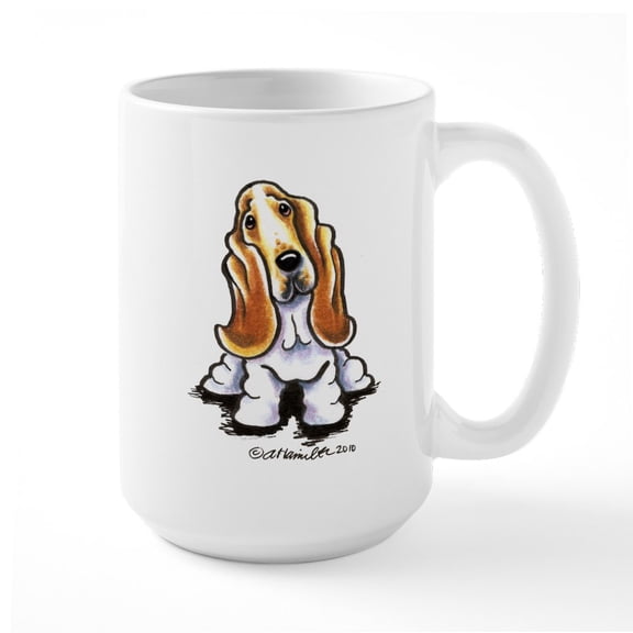 CafePress - Basset Sit Pretty Large Mug - 15 oz Ceramic Large White Novelty Mug