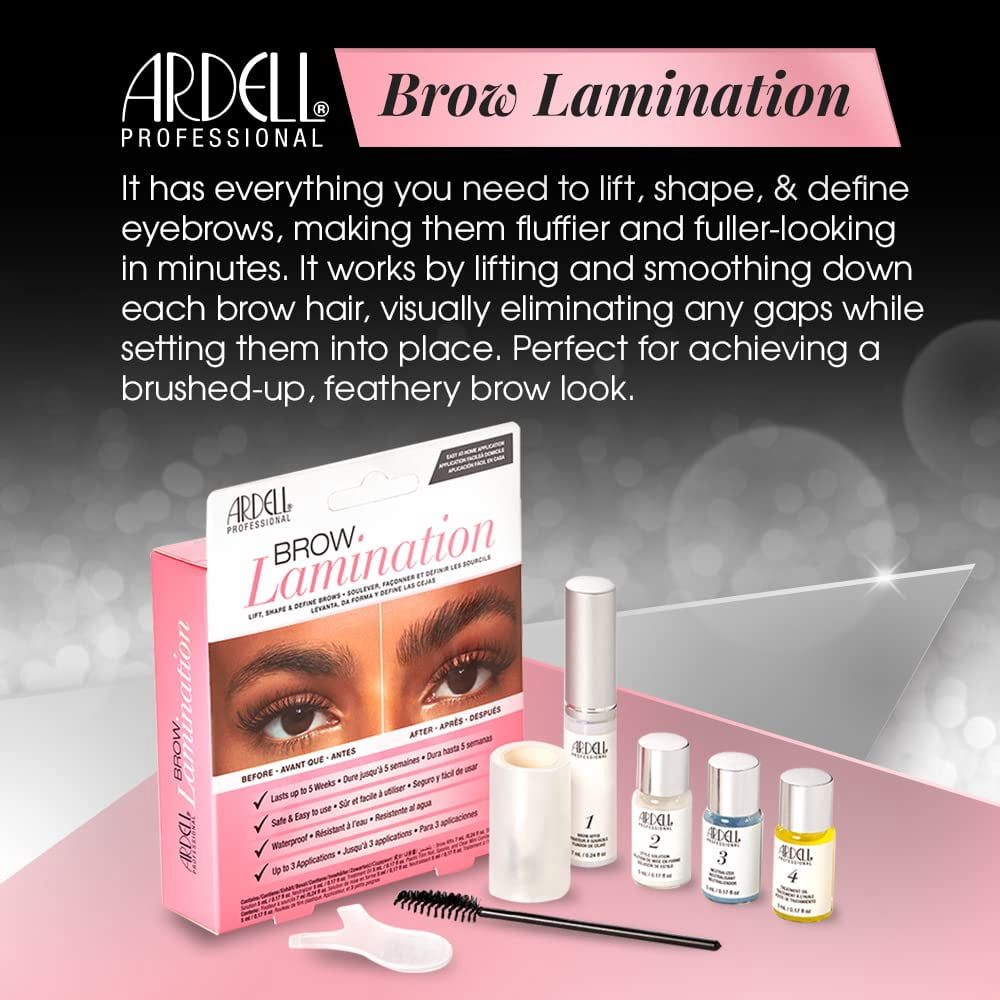 Ardell Brow Lamination Kit, Waterproof Brow Lamination Set with Perming, Setting Solutions, and Nourishing Oil