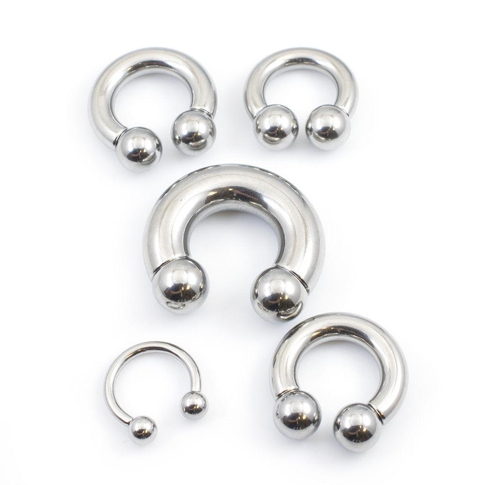 Horseshoe Ring Body Jewelry - Surgical Steel 316L, Externally Threaded, Multiple Gauges & Sizes - Nickel-Free