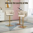 thumbnail image 4 of Homefun Velvet Bar Stools Set of 2,Modern Height Adjustable Swivel Barstools Counter Chairs with High Back & Gold Metal Base, 4 of 9