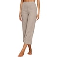 thumbnail image 2 of Women's High Waisted Wide Leg Cropped Pants Casual Elastic Waist Capri Pants with Pockets, 2 of 8