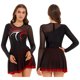 thumbnail image 3 of Vestido de baile lírico de Ballet para mujer, traje de patinaje artístico con diamantes de imitación brillantes, cuello simulado, malla transparente, vestido de baile moderno de manga larga, 3 of 5