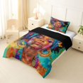 thumbnail image 2 of spefrowx Paint Black Woman Twin Comforter Sets for Girl, Boho Vibrant Butterfly Bedding Set, Black Reversible, 2pcs, 1 Comforter and 1 Pillowcase, 2 of 6